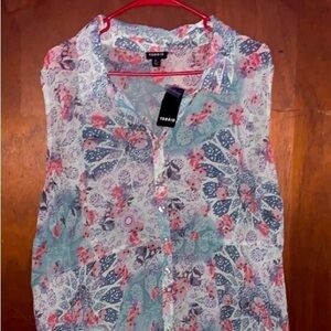 Women’s Sleeveless Torrid medallion floral chiffon babydoll top Size 4X